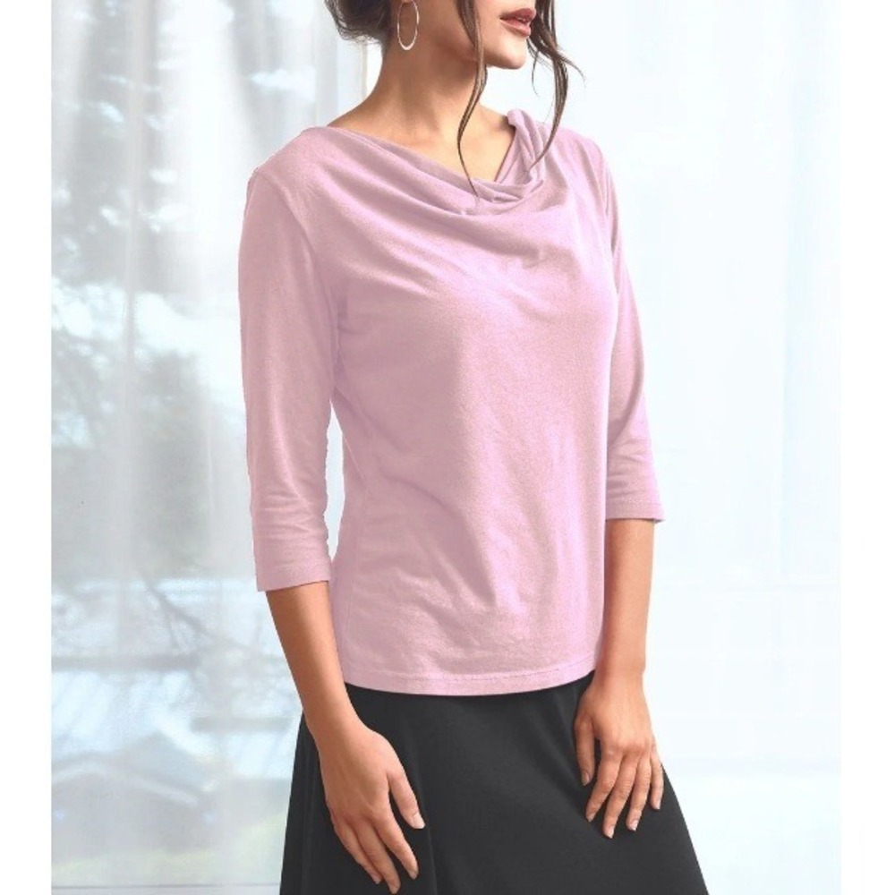 Blue Canoe Organic Women's Rosewater 3/4 Sleeve Graceful Neck Top NWT Size M